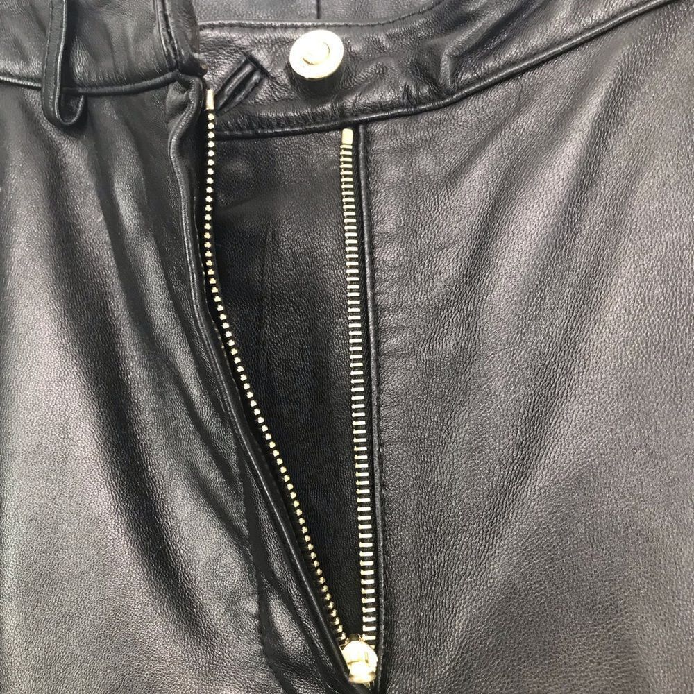 St. John Sport Black 100% Leather Straight Leg Zip Pocket Ankle Pants - Picture 11 of 16